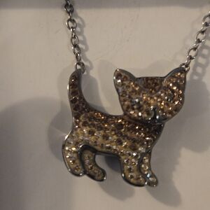 Animal Planet Abyssinian Cat Necklace Sterling Silver Swarovski Elements NIB$200